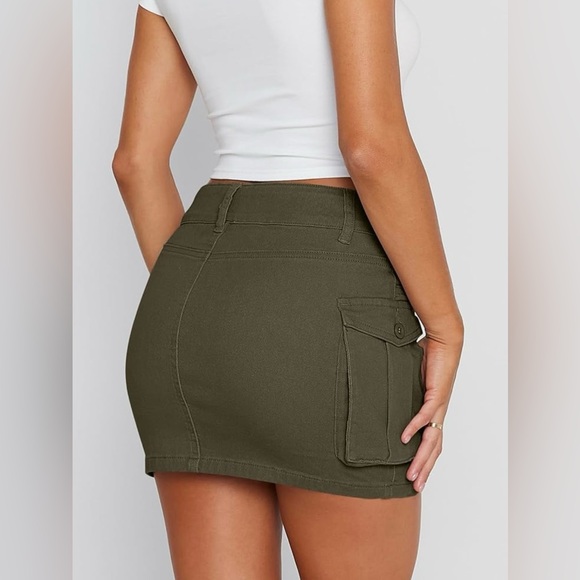 Lillusory women’s cargo Mini skirt (from amazon) in the color army green - Picture 3 of 5